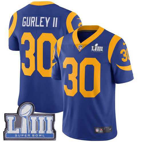 Youth Nike Rams 30 Todd Gurley II Royal 2019 Super Bowl LIII Vapor Untouchable Limited Jersey,We sell and wholesale Youth Nike Rams 30 Todd Gurley II Royal 2019 Super Bowl LIII Vapor Untouchable Limited Jersey on line form chian!